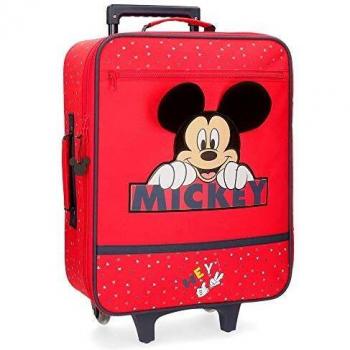 Disney Happy Mickey Maleta de Cabina Rojo 35x50x16 cms Blanda Poliéster 25L 1,8Kgs 2 Ruedas Equipaje de Mano