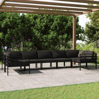 7-Piece Anthracite Aluminum Garden Lounge Set with Cushions