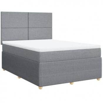Cama box spring suave con colchón tela gris claro 160x200 cm