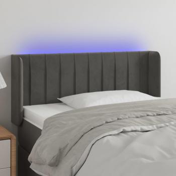 Cabecero LED gris oscuro de terciopelo con dimensiones 83x16x78/88 cm
