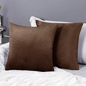 Deconovo Fundas para Cojines de Almohada del Sofá Cubierta Suave Decorativa Protector para Hogar 2 Piezas 50 x 50 cm Chocolate