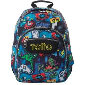 Mochila Escolar TOTTO Gommas Gamertag, Modelo Mediana, Capacidad 15 L, Bolsillo para PC 14, Bolsillo Botella, Espaldar Ergonómico con Flujo de Aire, Cómodas Cor