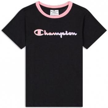 Camiseta de Manga Corta Champion Crewneck Negra para Niña, Talla 7-8 Años