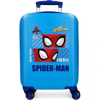 Maleta de Cabina Rígida Spiderman Hero 50 cm Azul 28L con Cierre de Combinación y 4 Ruedas Dobles