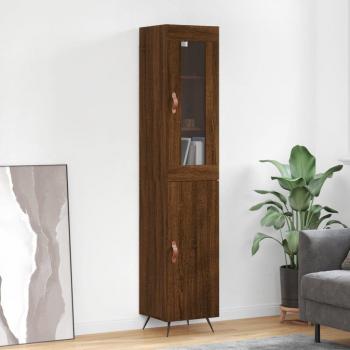 Aparador de madera contrachapada 34,5x34x180 cm con 1 puerta, mueble de almacenaje para salón, buffet y armario auxiliar en color roble marrón