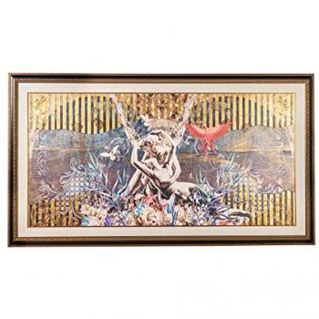 Cuadro Pareja con Marco de Madera 266x4x150 cm - Decoración Pared, Serigrafía Multicolor