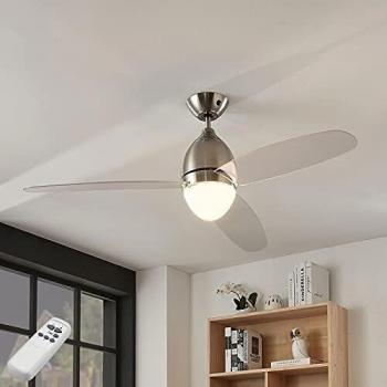 Ventilador de techo Piara con luz y diseño transparente