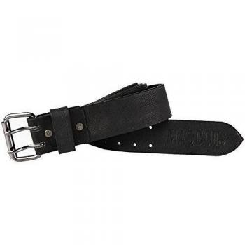 Mascot 0352A-990-09 Zanzibar Hebilla de metal de cuero completa y dos filas de agujeros de cinturón, tamaño uno, negro