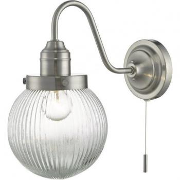 Aplique de pared Tamara en níquel satinado y vidrio acanalado - 1 luz