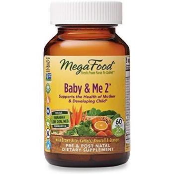 MegaFood - Baby & Me 2, Key Nutrients Vital to Prenatal Support of Both Mother & Baby, 60 Tablets