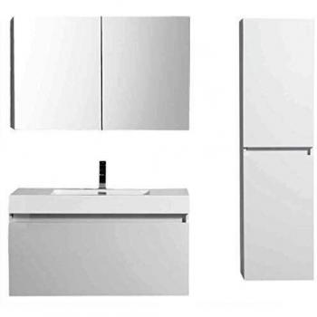 Conjunto de muebles de baño Bernstein A1000 Blanco con armario lateral y espejo
