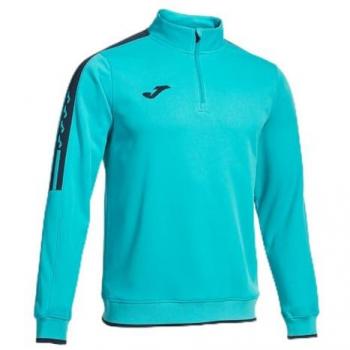 Sudadera de running Joma Olimpiada hombre turquesa flúor negro con media cremallera