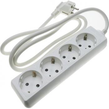 Regleta de enchufes 4 schuko 16A 230V blanca con cable de 3m - BeMatik