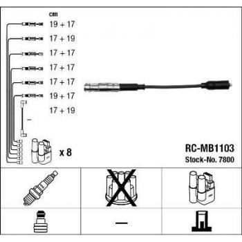 Juego de cables de encendido NGK 7800 - Cables de alta tensión, longitud adecuada para vehículos específicos, resistencia baja para mejorar la eficiencia del encendido, fabricados con materiales de alta calidad para mayor durabilidad y rendimiento ópt