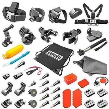 DeKaSi acción de los deportes de la cámara Accesorios para GoPro héroe héroe 4 Sesión 1 2 3 3+ con ccbetter CS710 + CS720W SJ4000 5000 6000 7000 Xiaomi Yi con estuche de transporte Negro