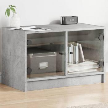 Mueble para TV con puertas de vidrio gris hormigón 68x37x42 cm Vidaxl