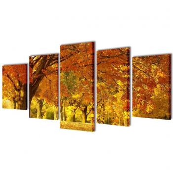 vidaXL Set Decorativo de lienzos para la Pared Modelo Bosque arces, 200 x 100 cm