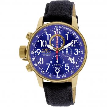 Invicta I-Force 1516 Men's Quartz Watch - Black Strap, Blue Dial, 46mm