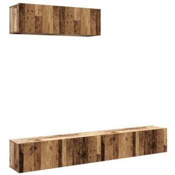 Muebles de TV de Pared 3 Piezas Madera Vieja 100x30x30 cm