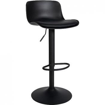 Taburete de bar ajustable Almada con base giratoria y tapizado en polipiel negro