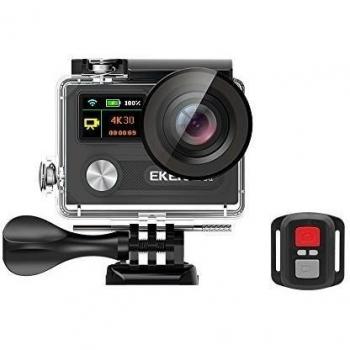EKEN H8R Wifi Cámara Deportiva Impermeable con 2 Batería 4K30fps Sony Sensor + 2.4G Control remoto + Selfie palillo + base de carga