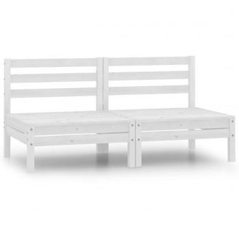 vidaXL Garden 2-Seater Sofa White Solid Pinewood