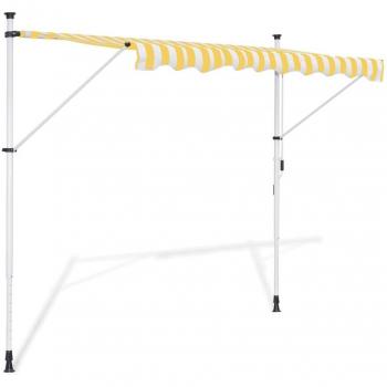 vidaXL Toldo Retractable Manual Amarillo y Blanco 400 cm
