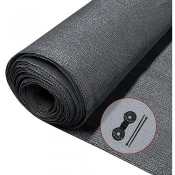 Malla de Sombreo y Ocultación HDPE 90g/m² 1x10m con Fijaciones en Color Antracita