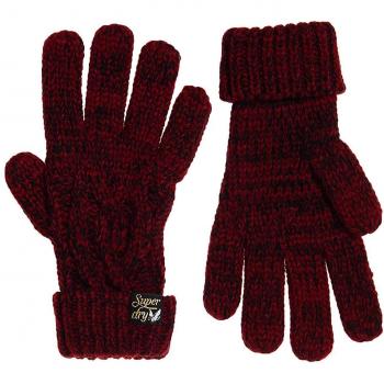 Superdry Arizona Cable, Guantes para Mujer U Granate