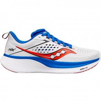 Saucony Ride 17 Men's Running Shoes - White/Cobalt