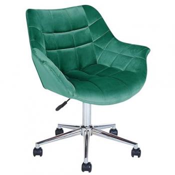 Silla de oficina giratoria de terciopelo verde esmeralda ajustable en altura Labelle