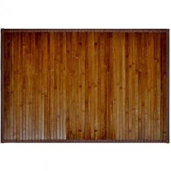 vidaXL Alfombrilla para Cuarto de Baño Rectangular Esterilla de Aseo Alfombra de Ducha Estera para Bañera de Material Bambú Marrón 60x90 cm