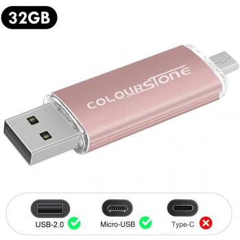 OTG Memoria USB 2.0, Colourstone 32GB Pendrive del Puerto Dual Compatible con Samsung Huawei Smartphones y Tablets Memoria Externa