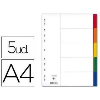 Q-Connect - Separador Plástico Juego De 5 Separadores Din A4 Multitaladro