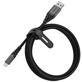 Cable USB-A a Lightning OtterBox Premium 2m, MFi Certificado, Ultra Resistente, Negro