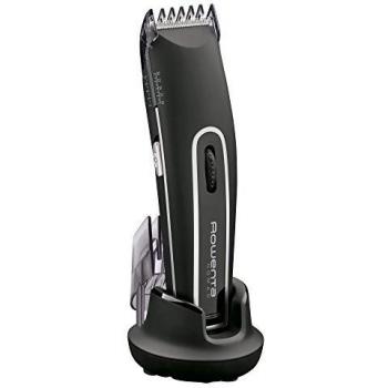 Rowenta Nomad TN1410 - Cortapelos con y sin cable con cuchillas de acero inoxidable y 19 longitudes de corte con autonomía de 40 minutos, incluye cepillo y aceite, red + recargable, negro
