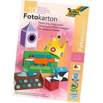 Bloque de Cartón Fotográfico Folia A3, 300g/m², Colores Surtidos (10 Hojas)