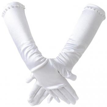 Outflower 1Pcs Gants Filles Simplicité Mitaines Satin Long Robe De Mariée Gants Etiquettes Sunscreen Blanc