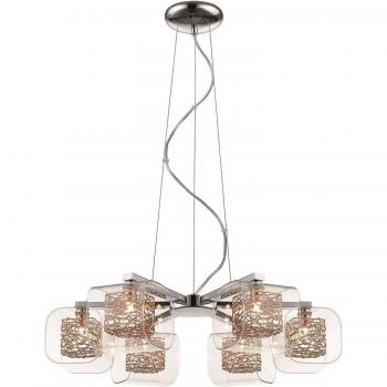 Lámpara de Techo Colgante Nottingham 6 Luces Cromado Cobre Vidrio G9