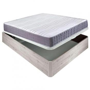 Colchón Viscoelástico 19 cm Firmeza Alta + Canapé Abatible Madera 3D Transpirable 34 cm - 135x182 cm Económico