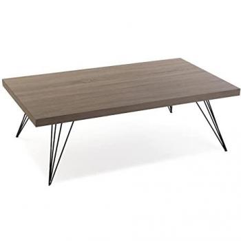 Mesa Baja de Café Versa Texas, Mesa de Centro para el Salón, Medidas (Al x L x An) 38 x 120 x 70 cm, Madera y Metal, Color Marrón y Negro