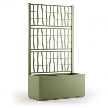 Jardinera rectangular Ethica 80 cm con enrejado verde oliva de polipropileno