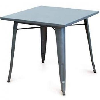 HKM004 Mesa metálica color gris estilo vintage para comedor, cocina , balcón , terraza interior,habitación juvenil, hostelería