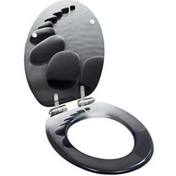 vidaXL Soft Close MDF Toilet Seat with Stones Design