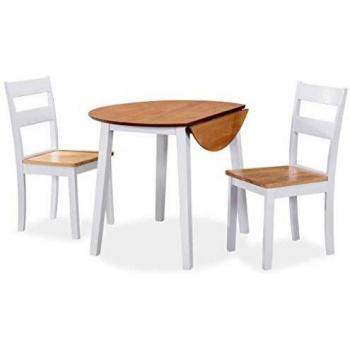 vidaXL Set Comedor 3 Piezas Madera Blanco Mesa Silla Mueble Mobiliario Cocina