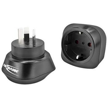 Adaptador de viaje Ansmann EU a AU - Schuko con protección clase 1 y 2 - Compatible con Australia, China, Argentina, Nueva Zelanda, Uruguay y más