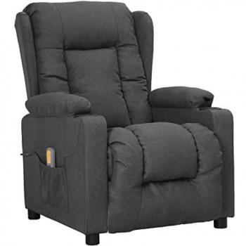 Sillón de masaje elevable tela gris oscuro