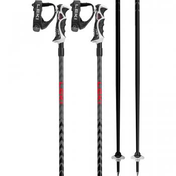 Leki Hot Shot S - Bastones de esquí, 135 cm, ligeros, ajustables, empuñadura ergonómica, fabricados en aluminio