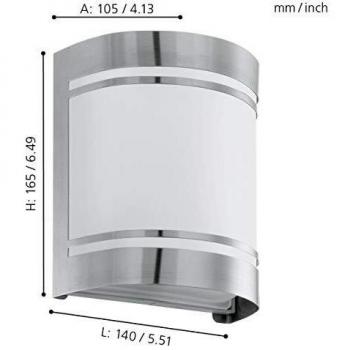 EGLO 30191 iluminación al aire libre Acero inoxidable, Blanco E27 40 W, Outdoor wall lighting, Acero inoxidable, Blanco, Vidrio, Acero inoxidable, IP44, Entrada, Cochera, Jardín, Patio, Blanco