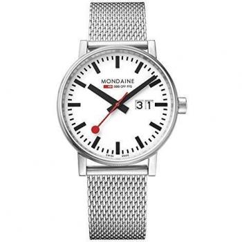 Mondaine Evo2 MSE.40210.SM Mens Watch 40mm - Official Swiss Railways Wrist Watch Date Silver Steel Strap 30m Water Resistant Sapphire Crystal